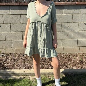 Urban Outfitters Sage Green Babydoll Dress